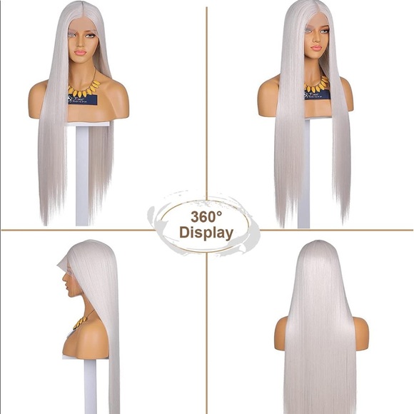 - ♥️ 30” WHITE BLONDE LONG #60 STRAIGHT Lace Front Wig *NWT*💖 - Picture 2 of 4
